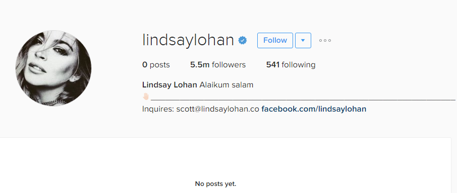 Lindsay Lohan's Instagram says ‘Alaikum Salam’ - Muslims Around The World Welcome Her To Islam