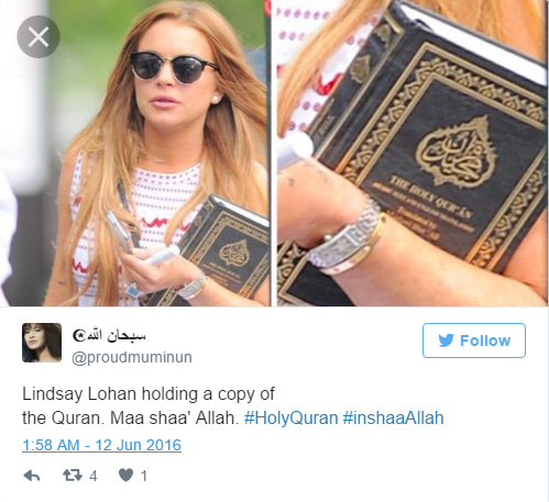 Lindsay Lohan's Instagram says ‘Alaikum Salam’ - Muslims Around The World Welcome Her To Islam