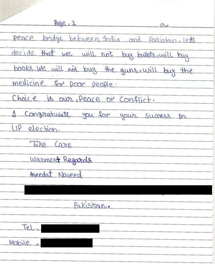 An 11 Year Old Pakistani Girl Writes A Letter To Modi Pleading Peace