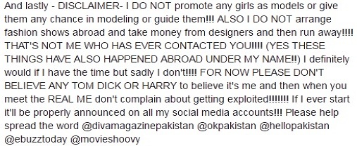 Nadia Hussain Exposes Modelling Scam