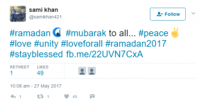 Twitter- Spreading the greetings of Ramadan