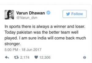 Bollywood congratulates Pakistan on their unforgettable win against India