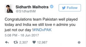 Bollywood congratulates Pakistan on their unforgettable win against India