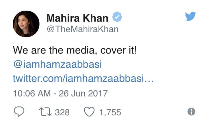 Mahira Khan Has A Brilliant Reply For Hamza Ali Abbasi's Tweet
