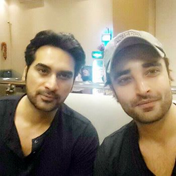 Humayun Saeed with fellow actor Hamza Ali Abbasi