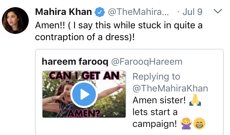 Mahira Khan's Tweet Gets Interesting Replies