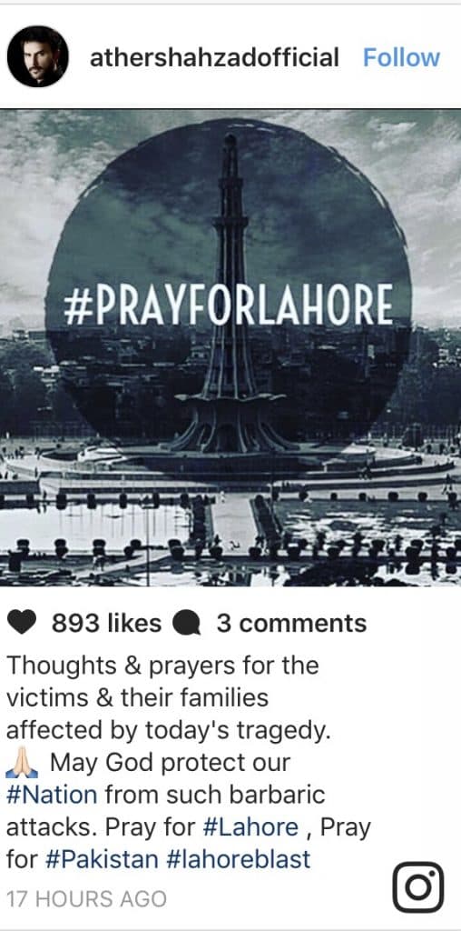 Celebrities Mourn The Lahore Attack