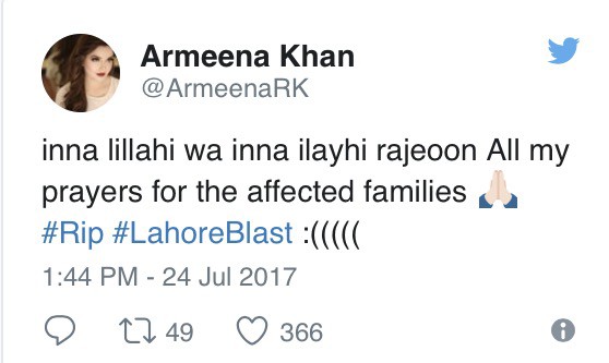 Celebrities Mourn The Lahore Attack
