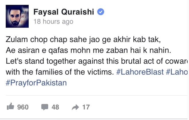 Celebrities Mourn The Lahore Attack