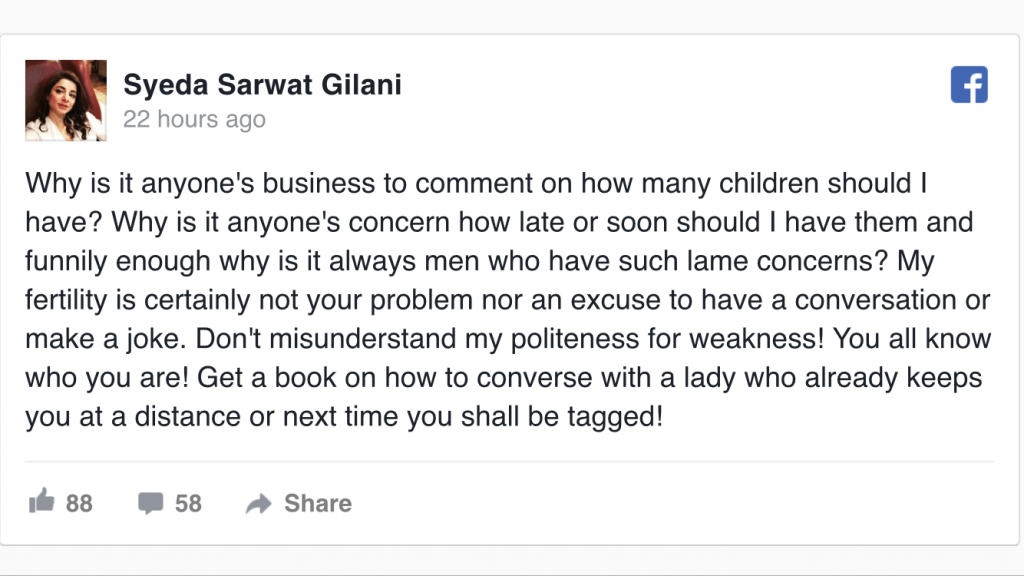 "My Fertility Is Not Your Problem", Sarwat Gillani