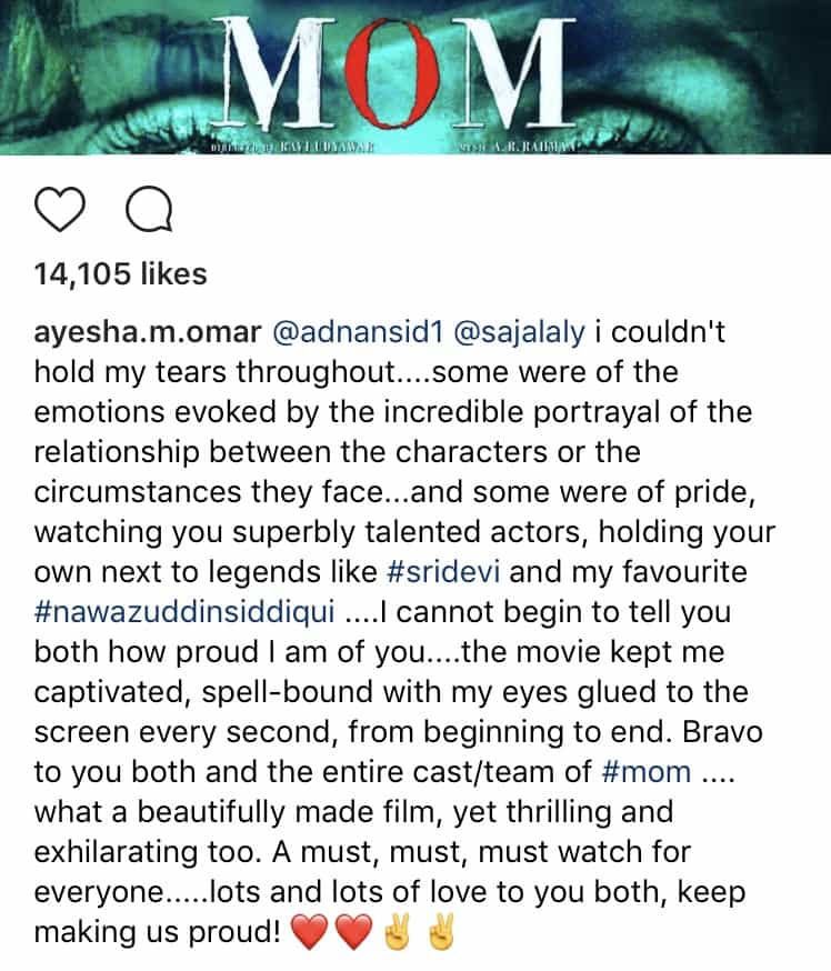 Ayesha Omar Showers Praises On Sajal Aly And Adnan Siddiqui