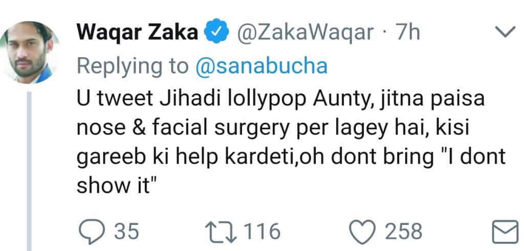 Sana Bucha's Twitter Feud With Waqar Zaka And Amir Liaquat!