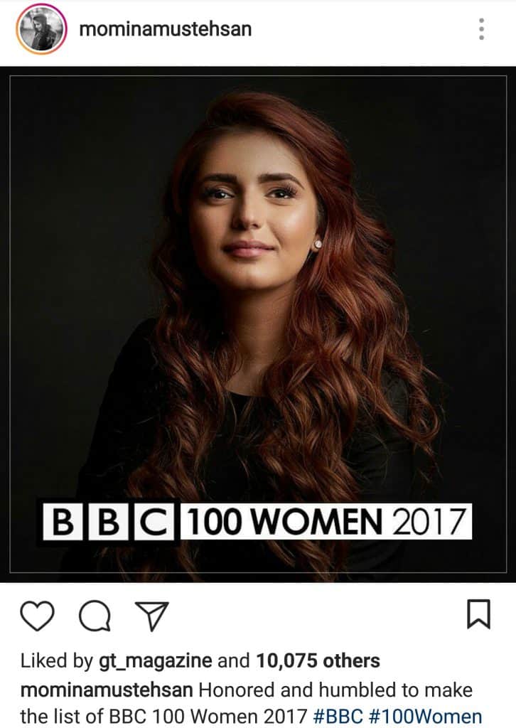 Momina In BBC Top 100 Women For 2017!