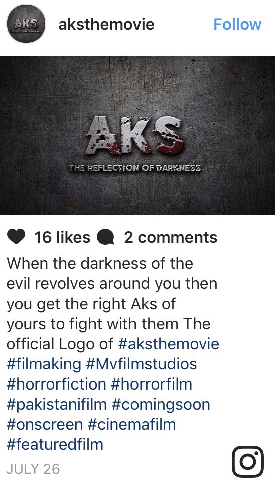 Pakistani Horror Film "Aks" Releasing In December