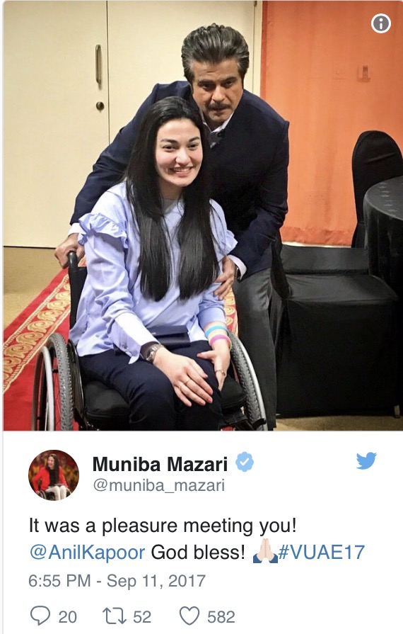 Muniba Mazari Impresses Bollywood Heroes At VUAE'17
