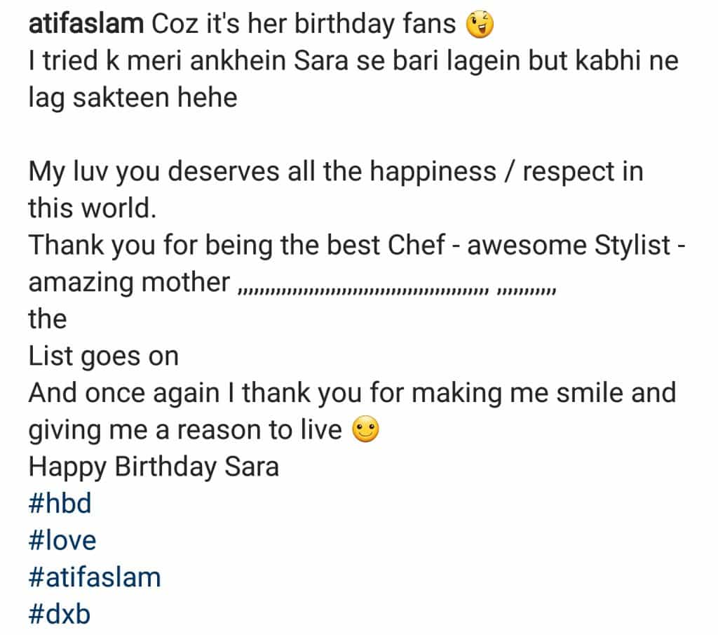 Atif Aslam Wishes Wife Sara In A Cute Way!