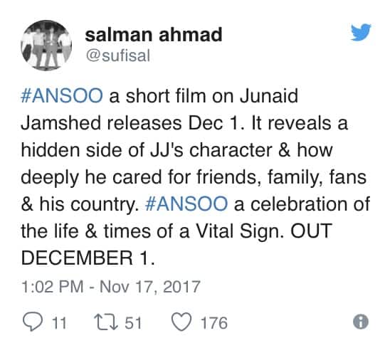 Salman Ahmed To Release A Trubitary Documentary For Junaid Jamshed