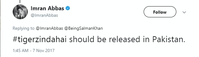 "Tiger Zinda Hai should be released in Pakistan" Imran Abbas