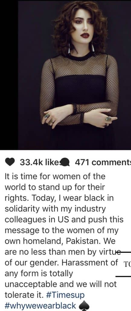 Mehwish Hayat Wears Black To Stand Up For Women’s Rights