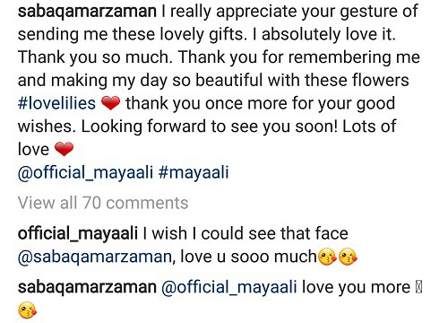 Maya Ali Sends Love To Saba Qamar!