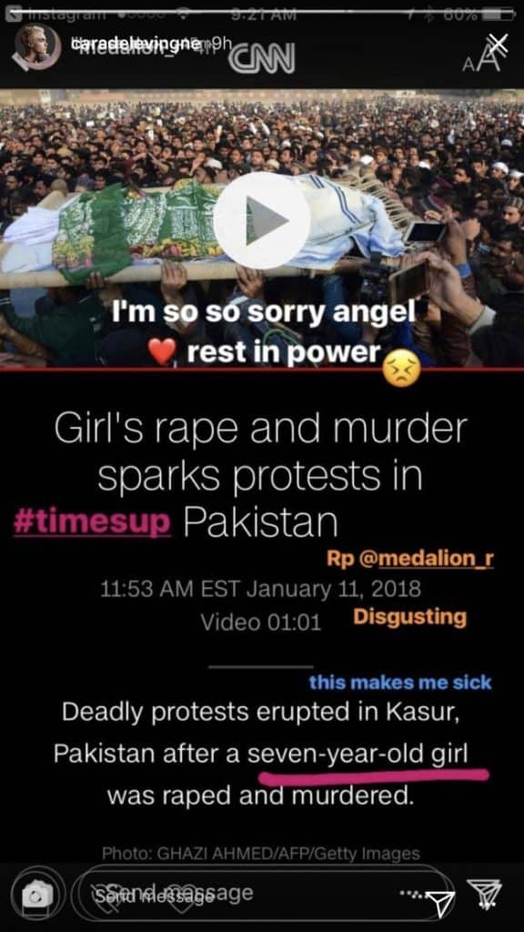 Cara Delevingne Supports #JusticeforZainab