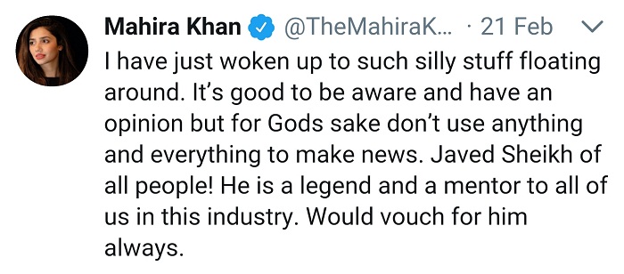 Mahira Khan Spoke Out On Javed Sheikh Controversy!