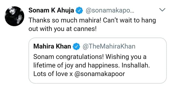 Sonam Kapoor And Mahira Khan's Friendly Twitter Exchange!