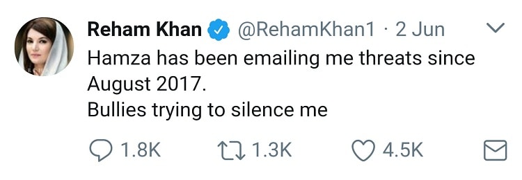 Hamza Ali Abbasi Is Threatning Me: Reham Khan!