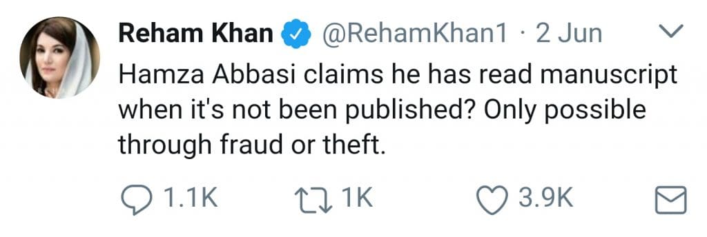 Hamza Ali Abbasi Is Threatning Me: Reham Khan!