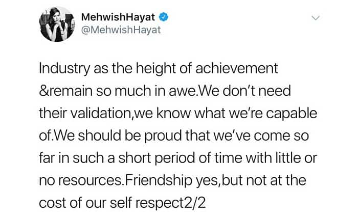 Mehwish Asks Colleagues To Be Proud Of Their Own Industry!