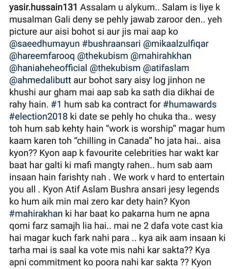 Yasir Hussain's Statement Makes Awards vs Elections War Uglier!