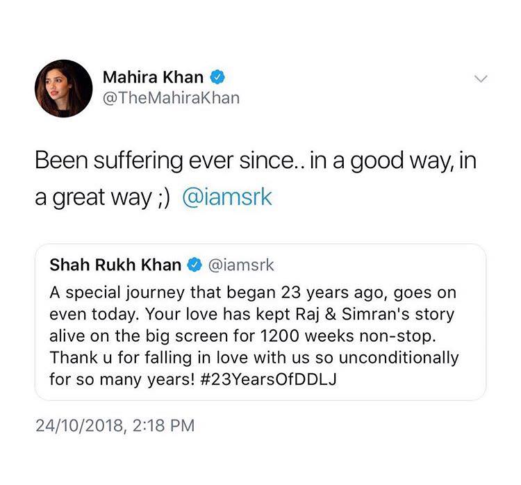 Shahrukh Khan And Mahira Khan's Twitter Exchange