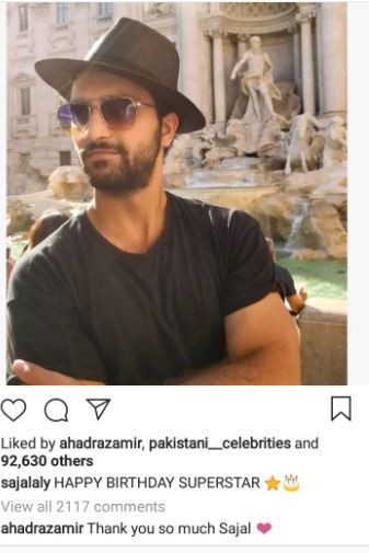 People Have Gone Crazy Over Sajal Ali’s Birthday Wish To Ahad Raza Mir