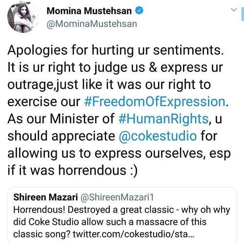 Momina Mustehsan Turns Shireen Mazari's Opinion Into Twitter Feud