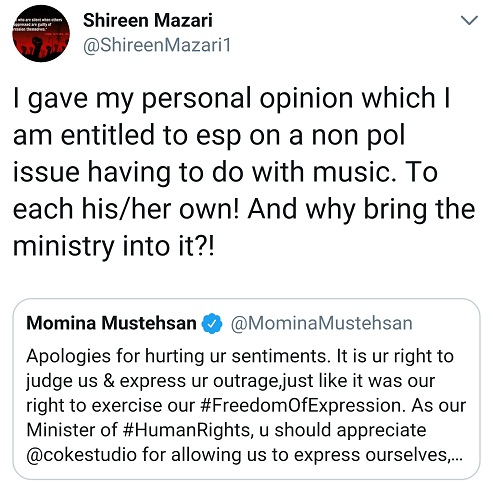 Momina Mustehsan Turns Shireen Mazari's Opinion Into Twitter Feud