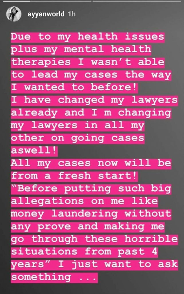 Ayyan Ali Opens Up About Cases On Her Insta Story