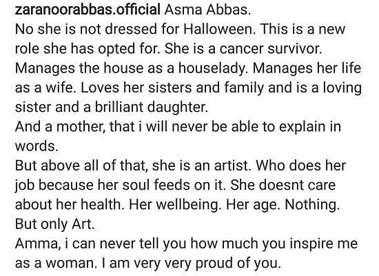 Zara Noor Abbas Pays Tribute To Mother Asma Abbas