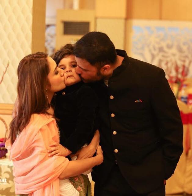 Latest Pictures Of Sana Askari With Her Husband and Son