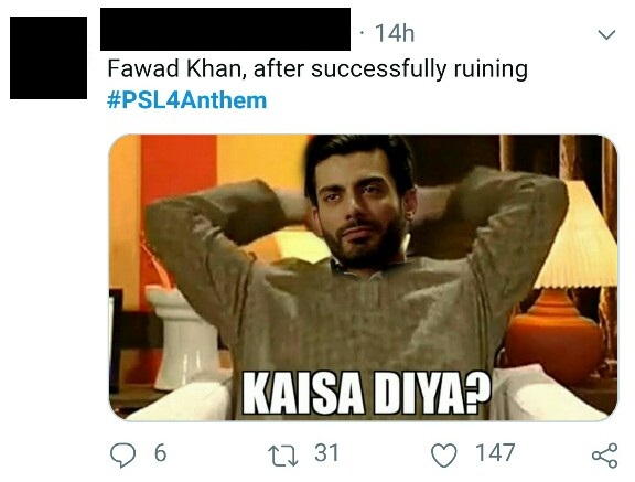 Fawad Khan Trolled For PSL 4 Anthem