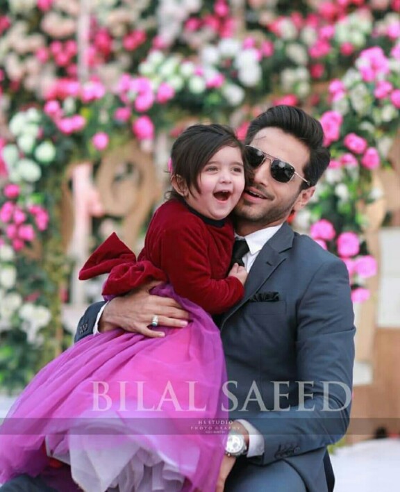 Wahaj Ali With Wife And Daughter At A Wedding