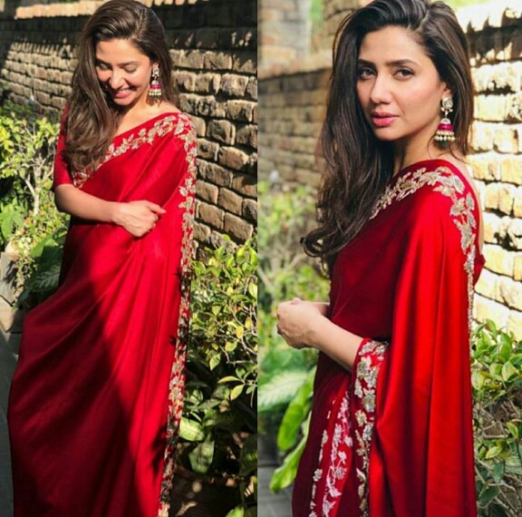 Mahira Khan Stuns In A Red Saari