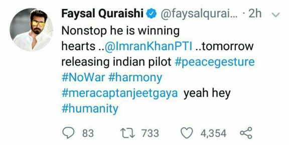 Celebrities Applaud PM Khan's Peace Stance