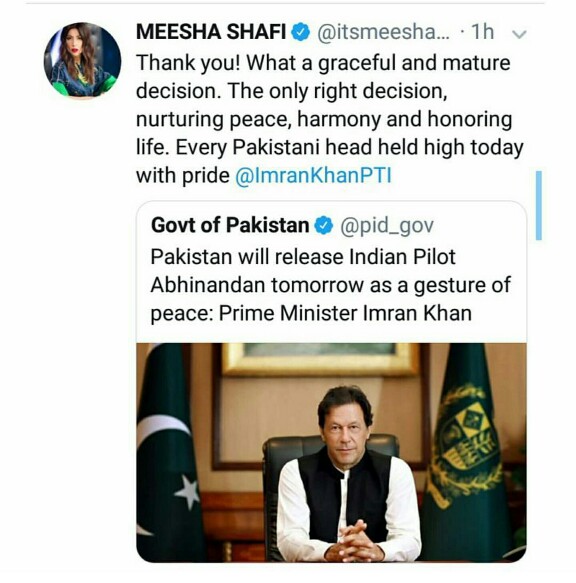 Celebrities Applaud PM Khan's Peace Stance