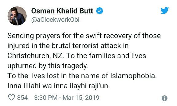 Pakistani Celebs Hand Support To NZ Terrorist Attack Victims