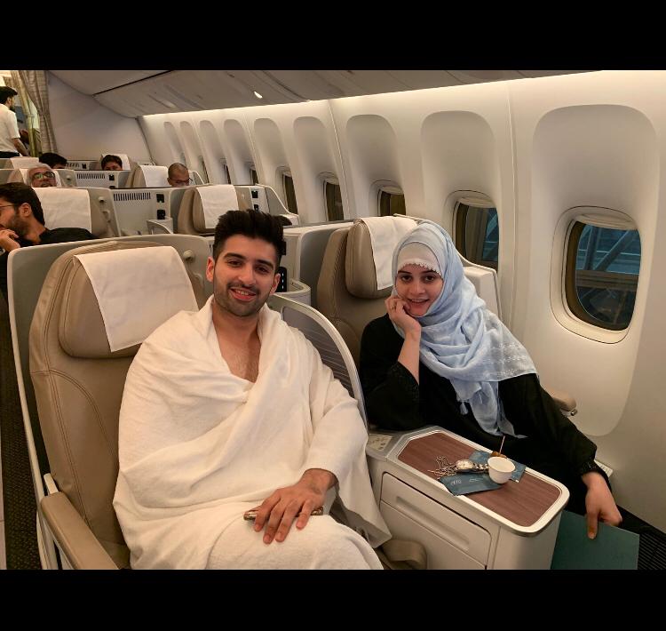 Beautiful Couple Aiman Khan & Muneeb Butt off to their first Umrah Together