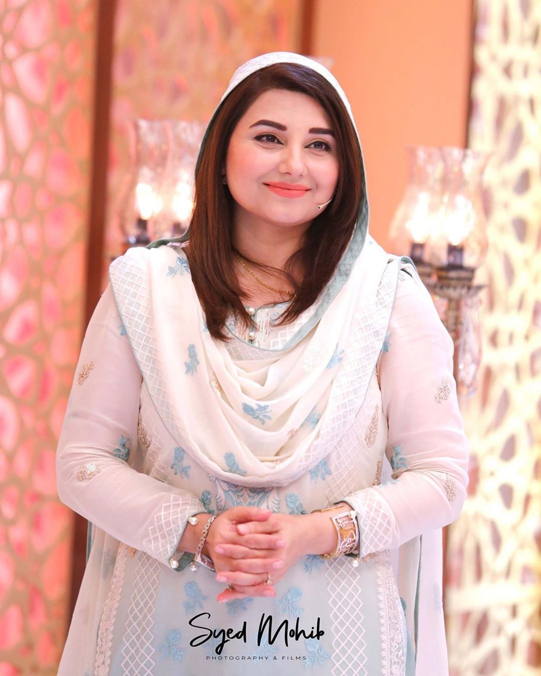 Actors Sanam Jung with Imran Abbas and Javeria in Express Tv Ramzan Transmission