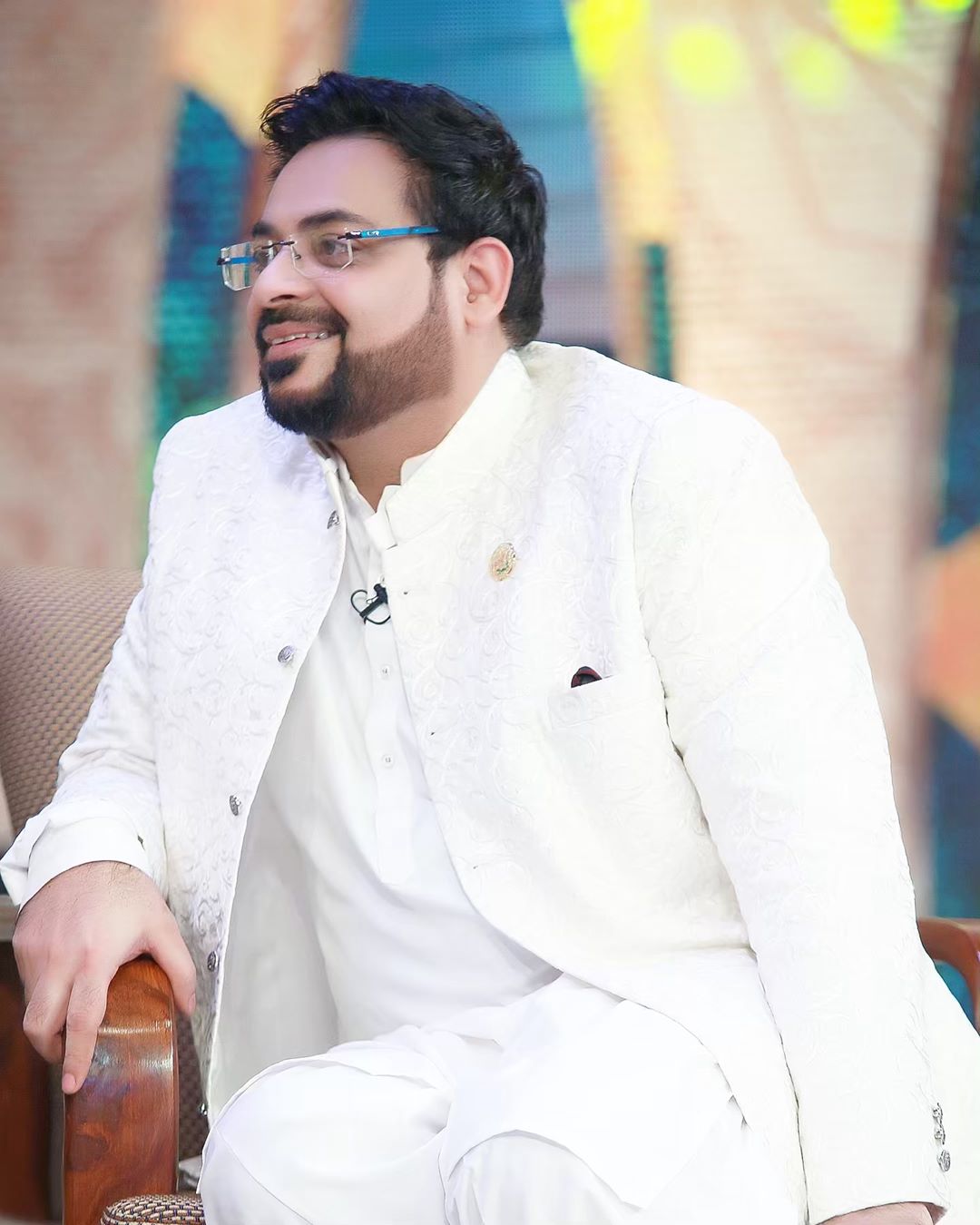 Aamir Liaquat with his Wife Syeda Tuba Amir in Ptv Ramzan Transmission