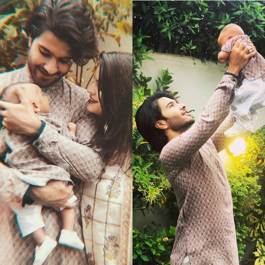 Eid Pictures of Feroze Khan with his Wife Alizey and New Born Son