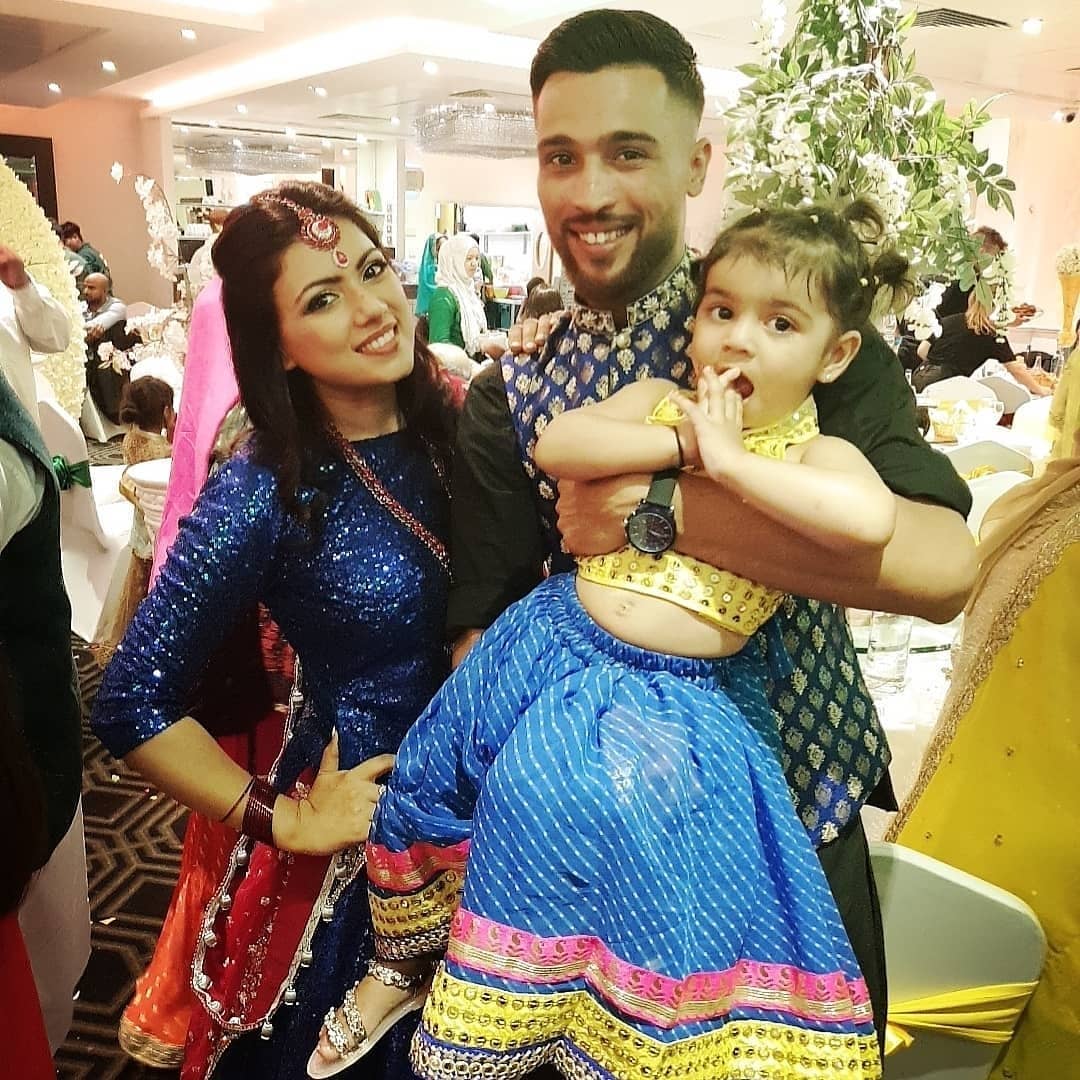 Muhammad Amir with his wife Narjis and Cute Daughter at Mehndi Event of his Brother in Law