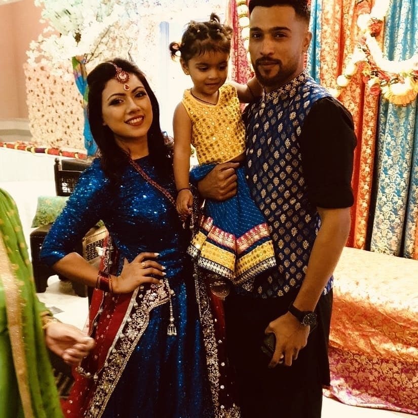 Muhammad Amir with his wife Narjis and Cute Daughter at Mehndi Event of his Brother in Law